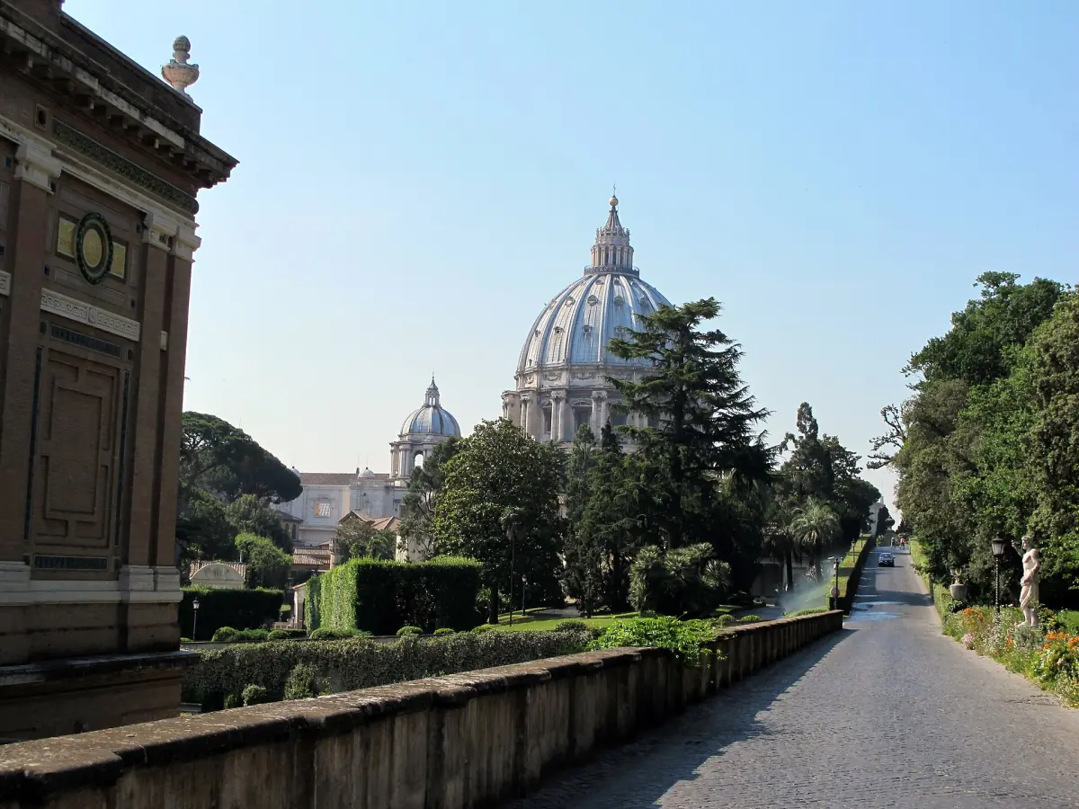 St. Peter's dome seen from a path in the Vatican Gardens